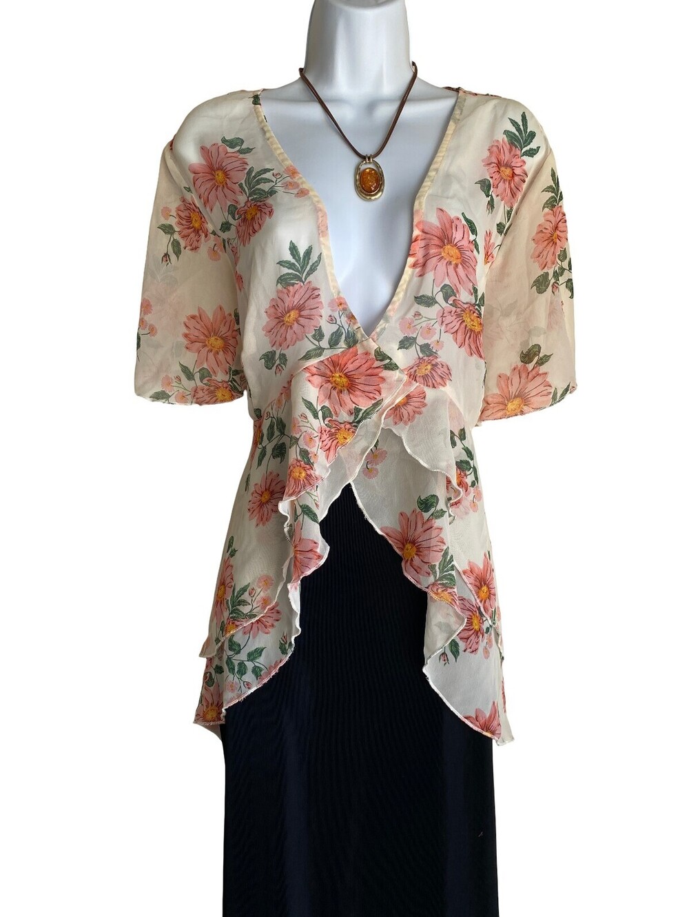 Rosegal Women's Plus 5X Boho Floral Ruffle Tunic Blouse Cottagecore Fairycore